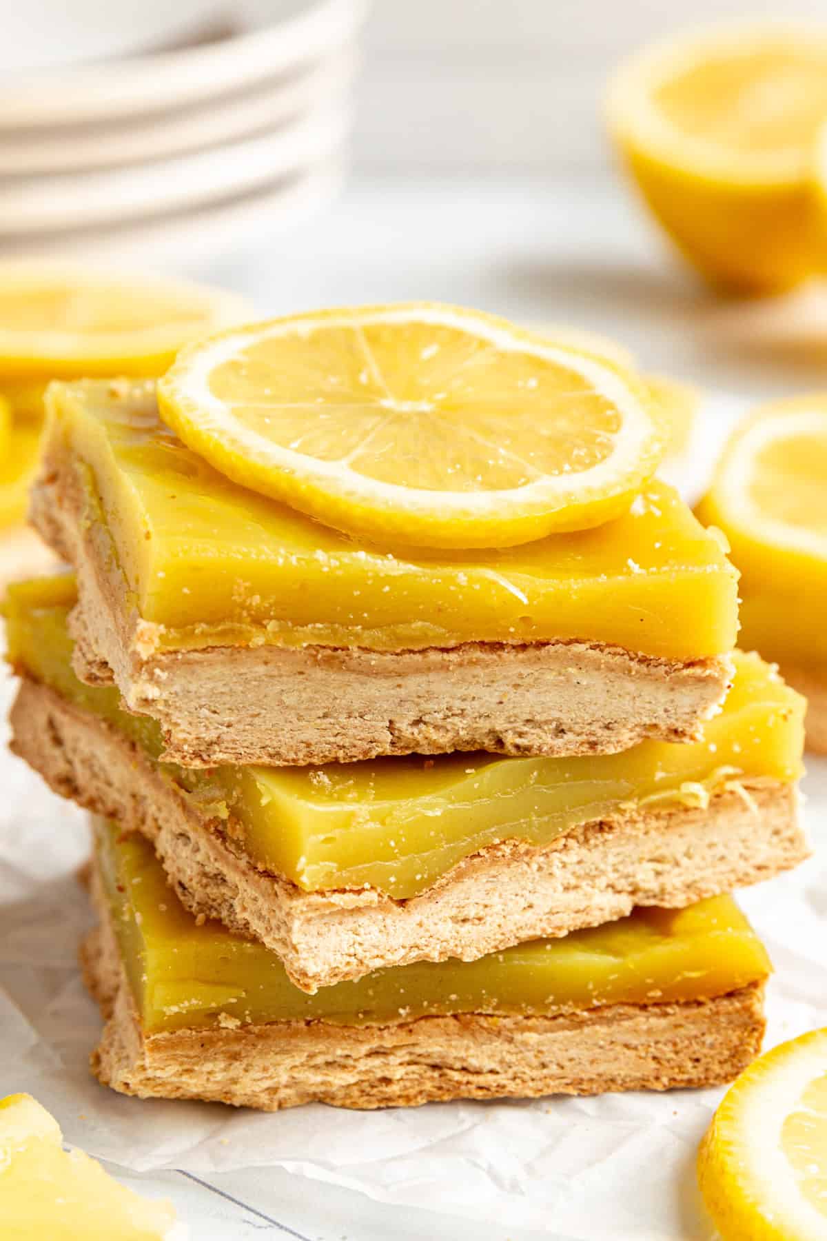A stack of lemon bars.