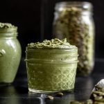 Several jars of pumpkin seed butter.