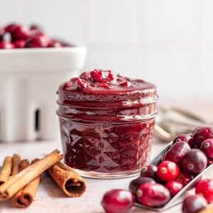 A jar of cranberry sauce.