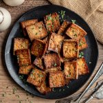 A plate of smoky tofu.