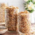 Two jars of vanilla coconut granola.