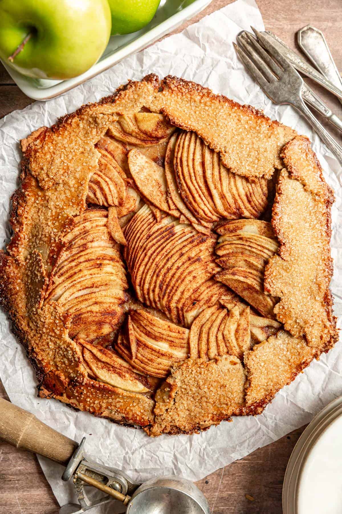 A freshly baked Vegan Apple Galette.