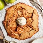 Vegan Apple Galette served with a scoop of ice cream.