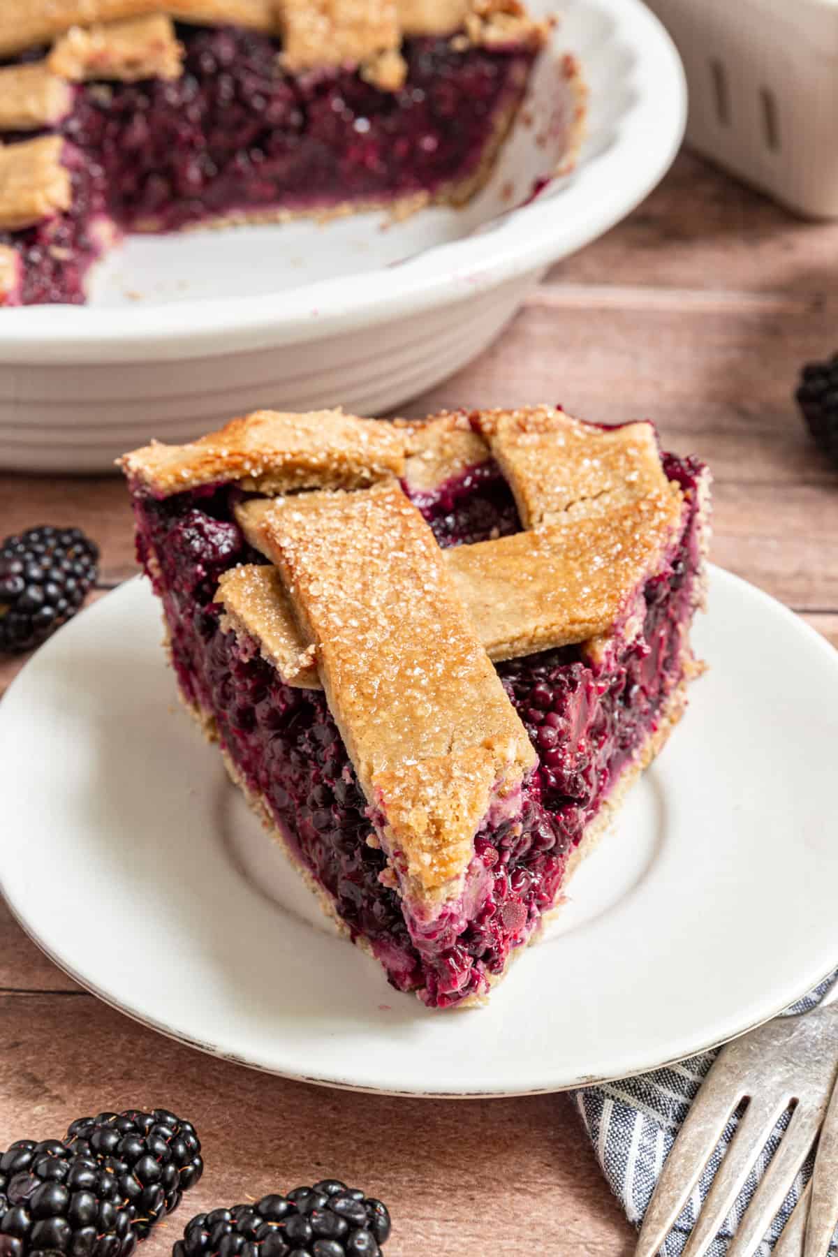 A slice of Vegan Blackberry Pie.