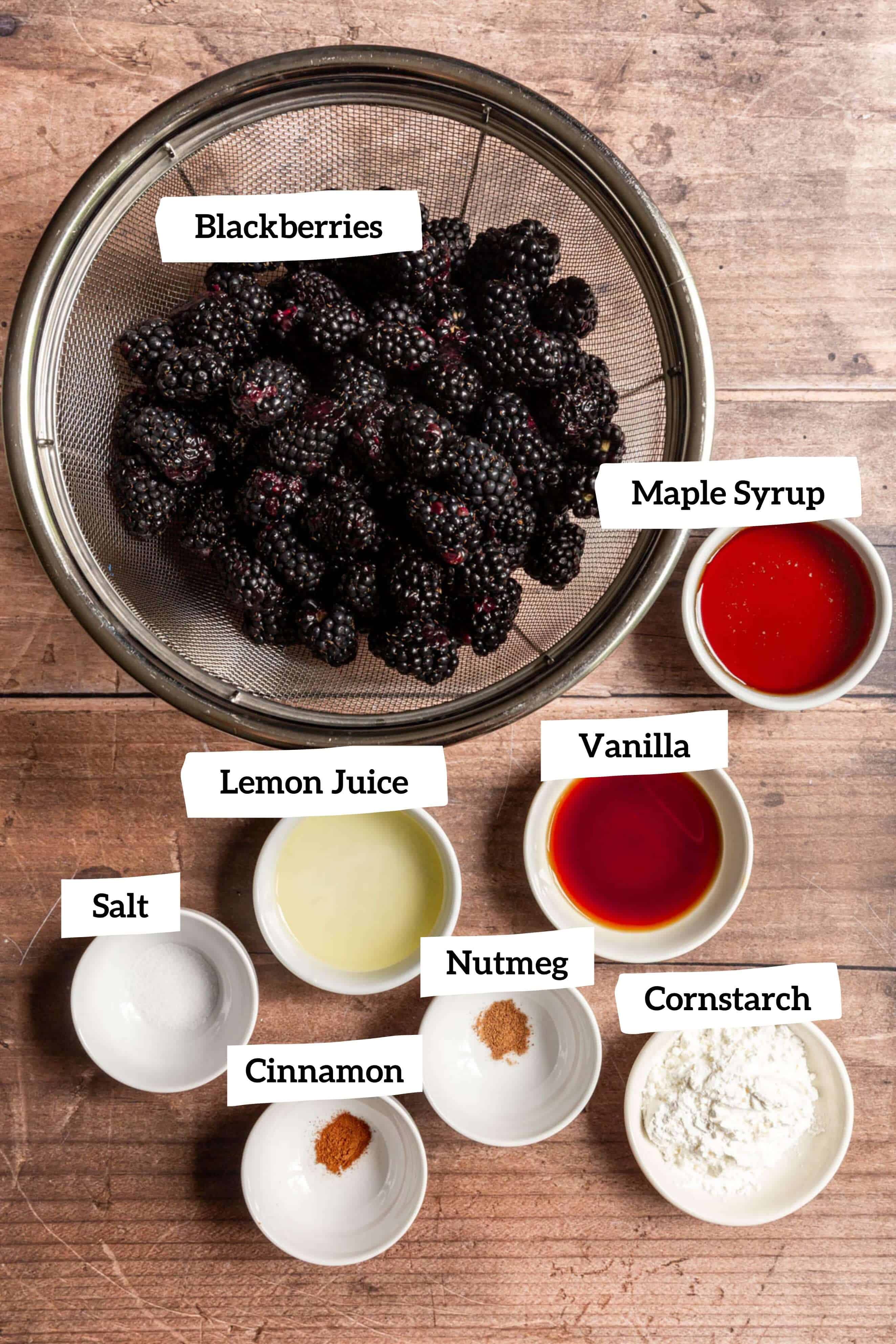 Blackberry pie filling ingredients.