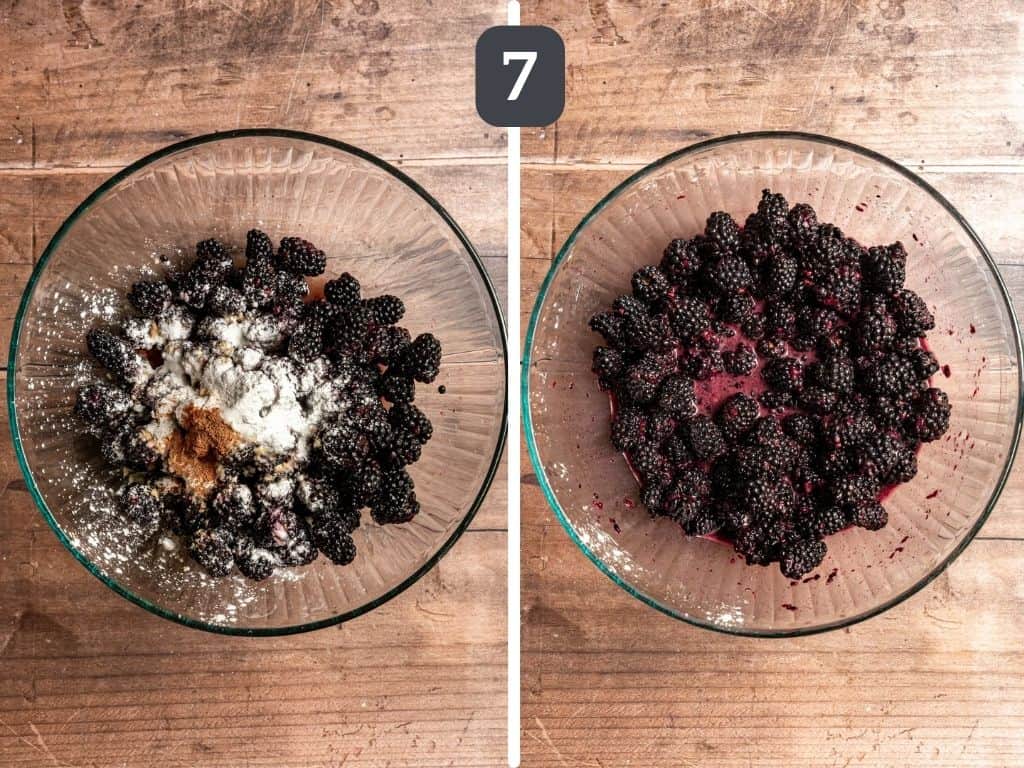 Vegan Blackberry Pie Step 7 - mix the filling ingredients.