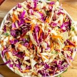 A bowl of vegan coleslaw without mayo, ready to serve.