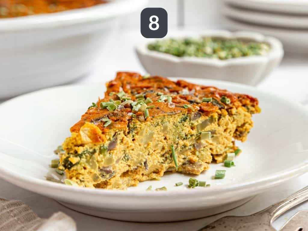 Vegan Crustless Quiche Step 8 - let cool before slicing.