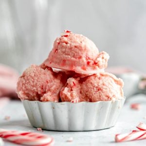 A bowl of Vegan No Churn Peppermint Ice Cream.