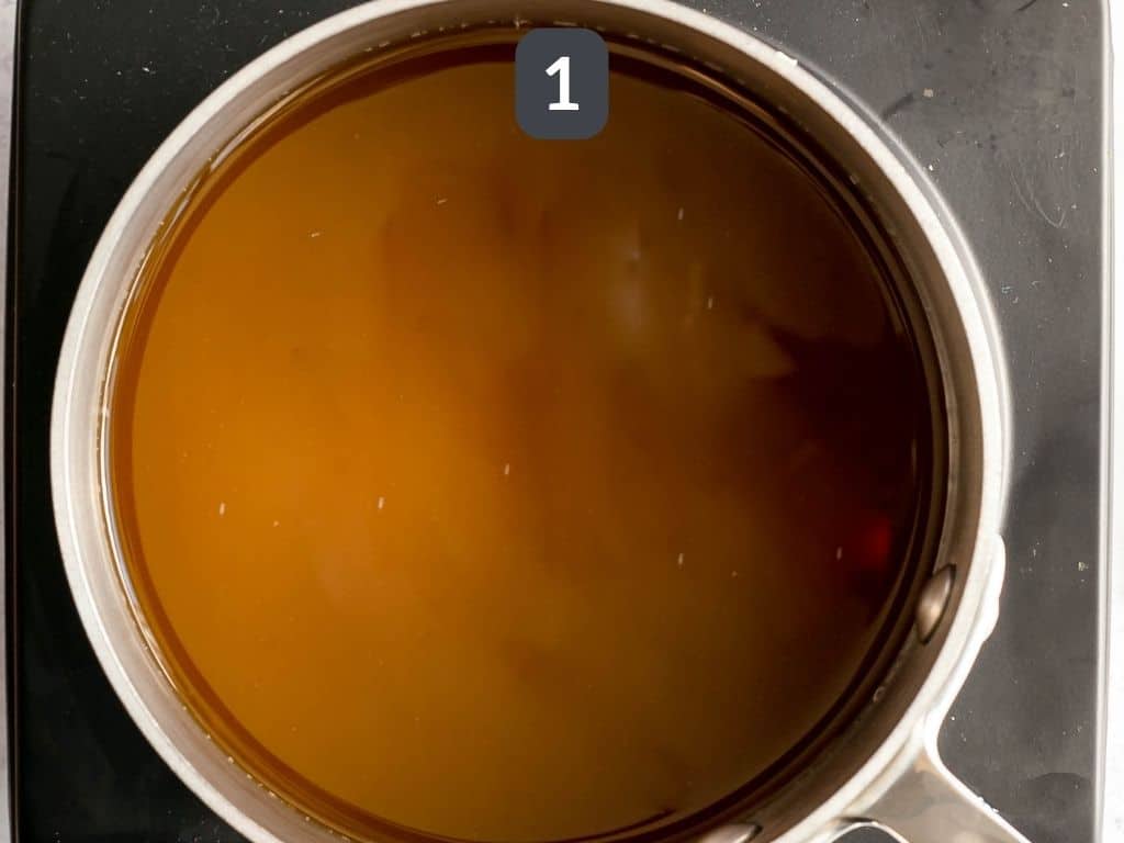 Vegan risotto step 1 - heat the broth.