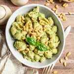 White bean pesto served tossed with shell pasta.
