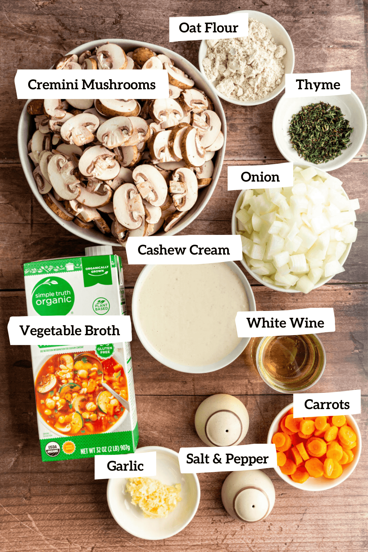 Vegan Cream of Mushroom Soup Ingredients