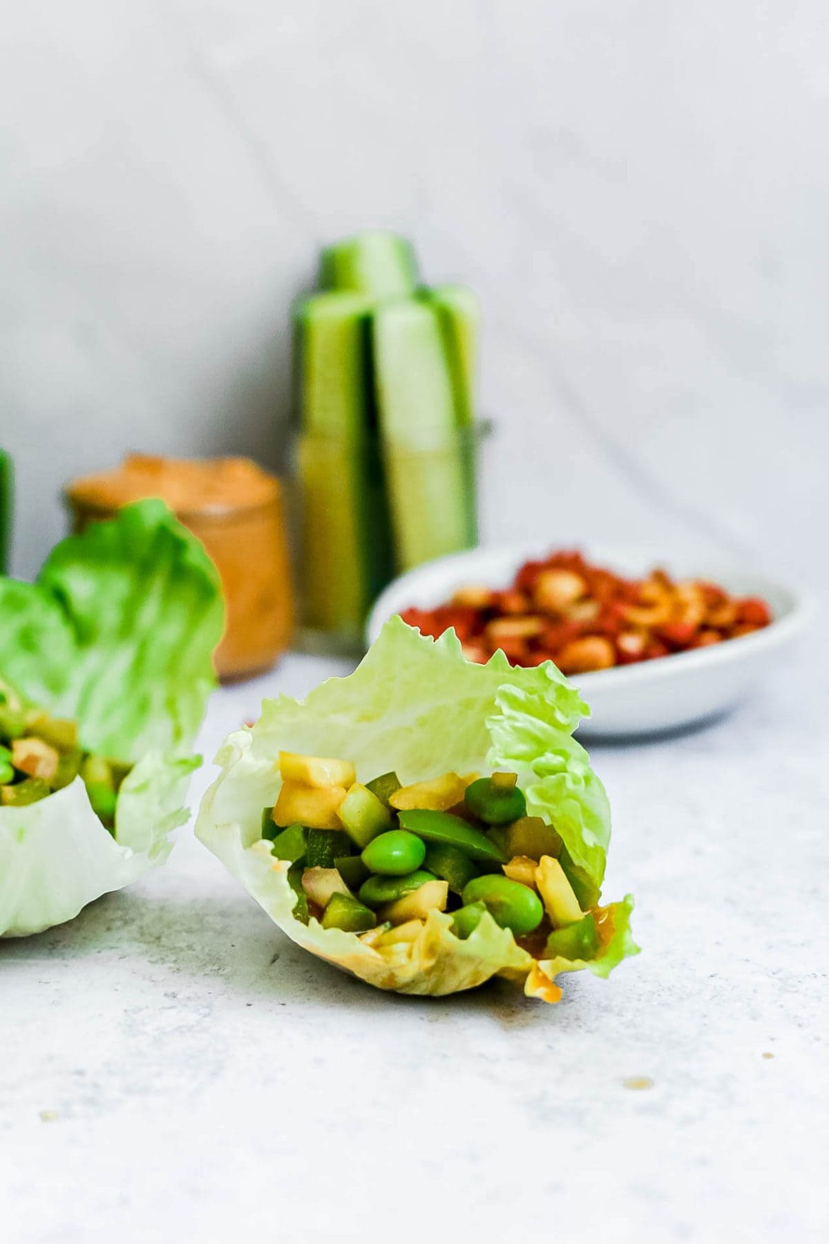 Edamame Peanut Lettuce Wraps