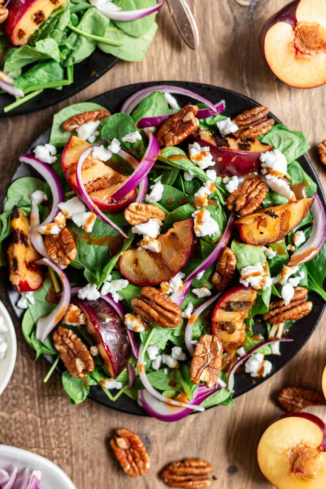 Grilled Plum Spinach Salad