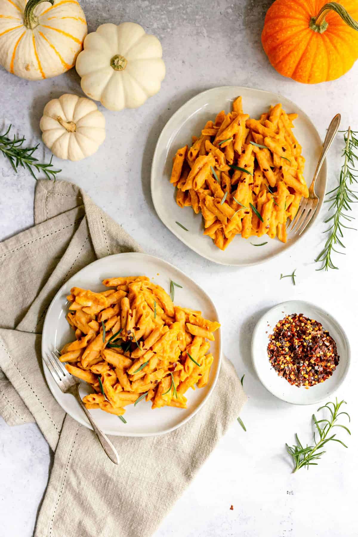 Penne with Creamy Vegan Pumpkin Sauce