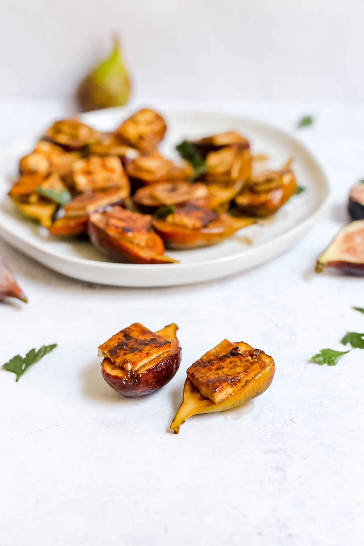 Tofu Bacon Topped Figs