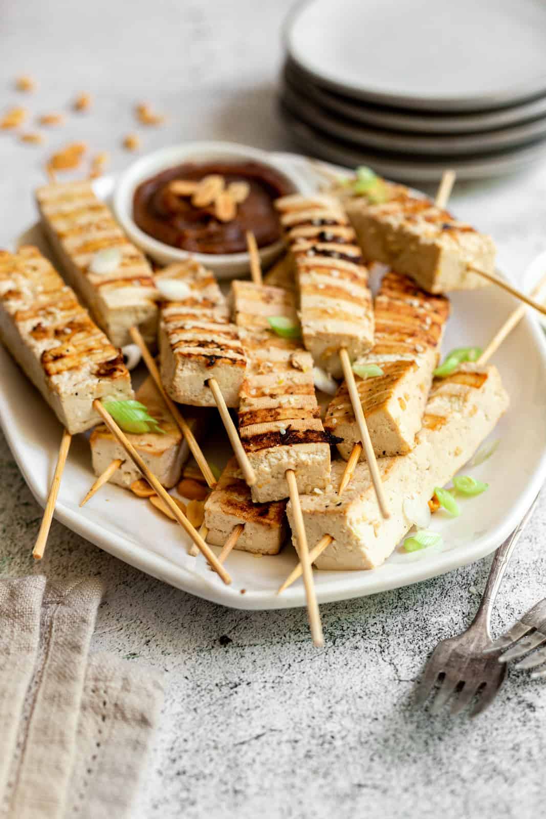 Tofu Satay Skewers with Peanut Sauce