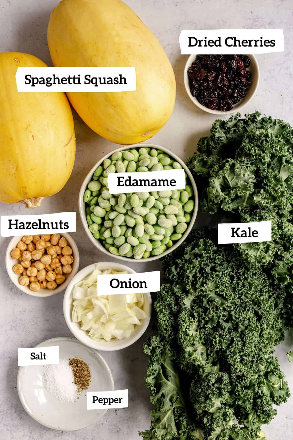 Edamame Kale Stuffed Spaghetti Squash Ingredients