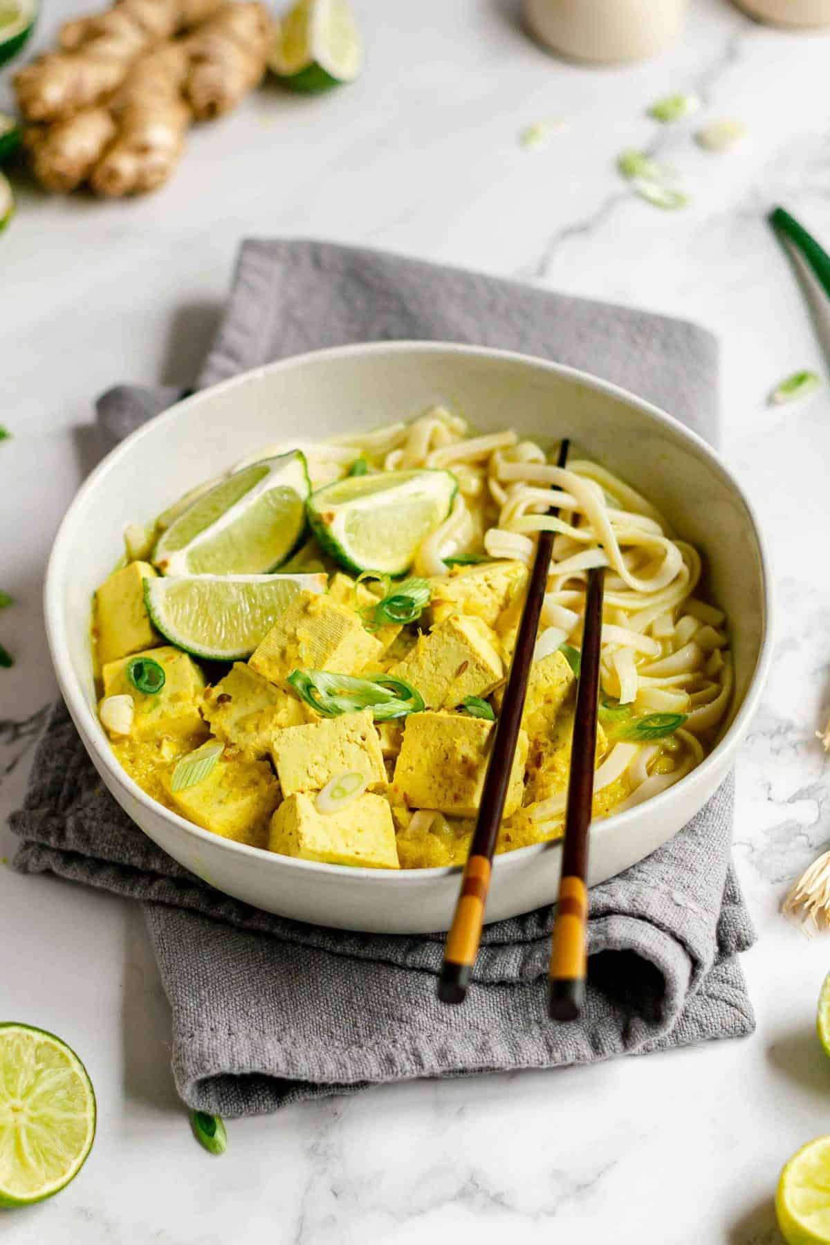 Indonesian Tofu and Rice Noodle Soup