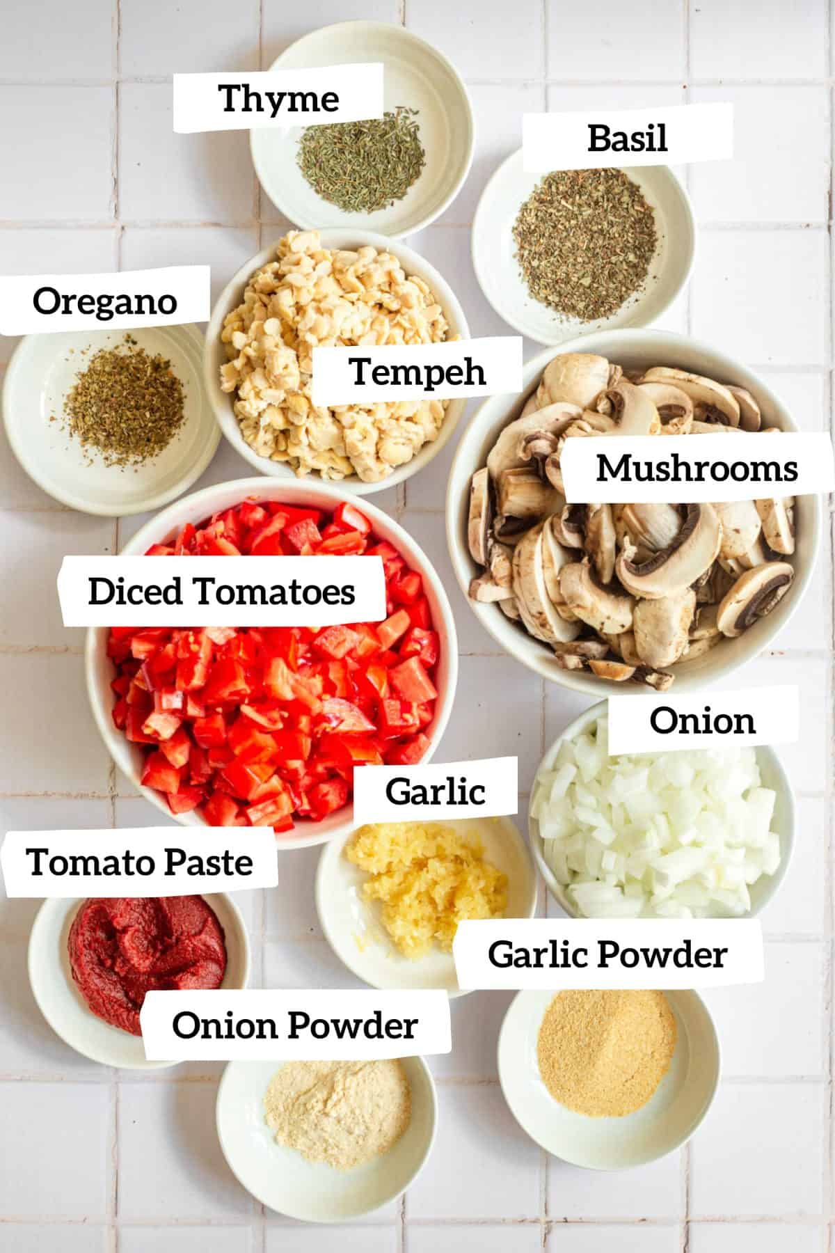 Oil-Free Vegan Spaghetti Sauce Ingredients