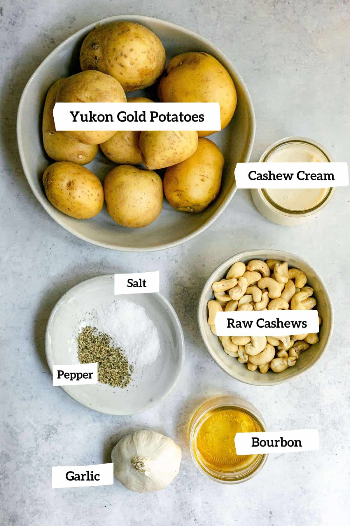 Plant-Based Garlic Bourbon Mashed Potatoes Ingredients