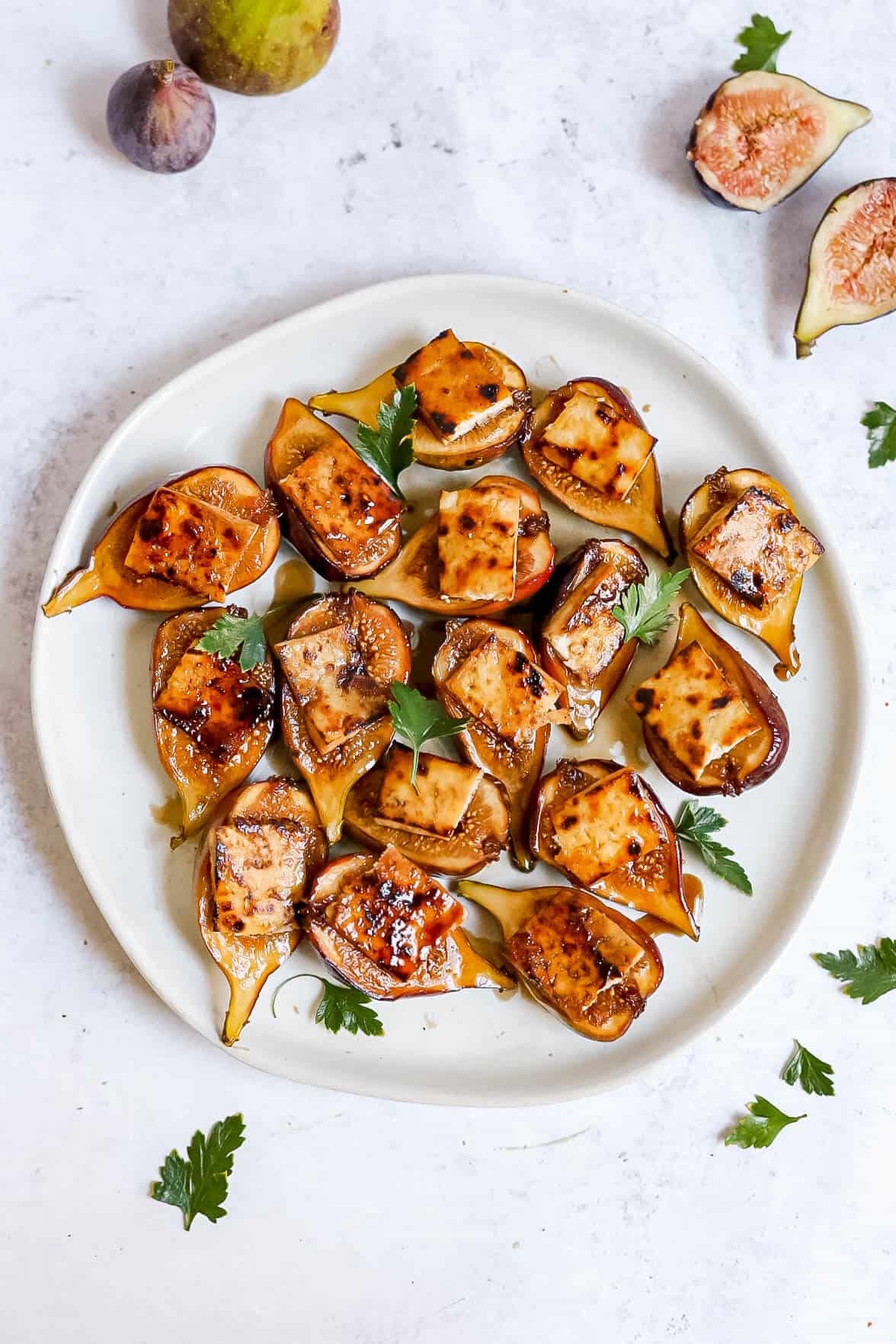 Tofu Bacon Topped Figs