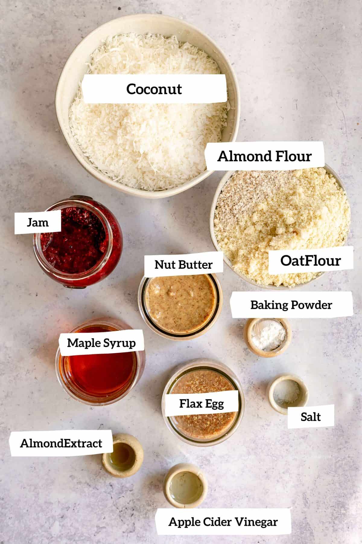 Vegan Coconut Thumbprint Cookies Ingredients