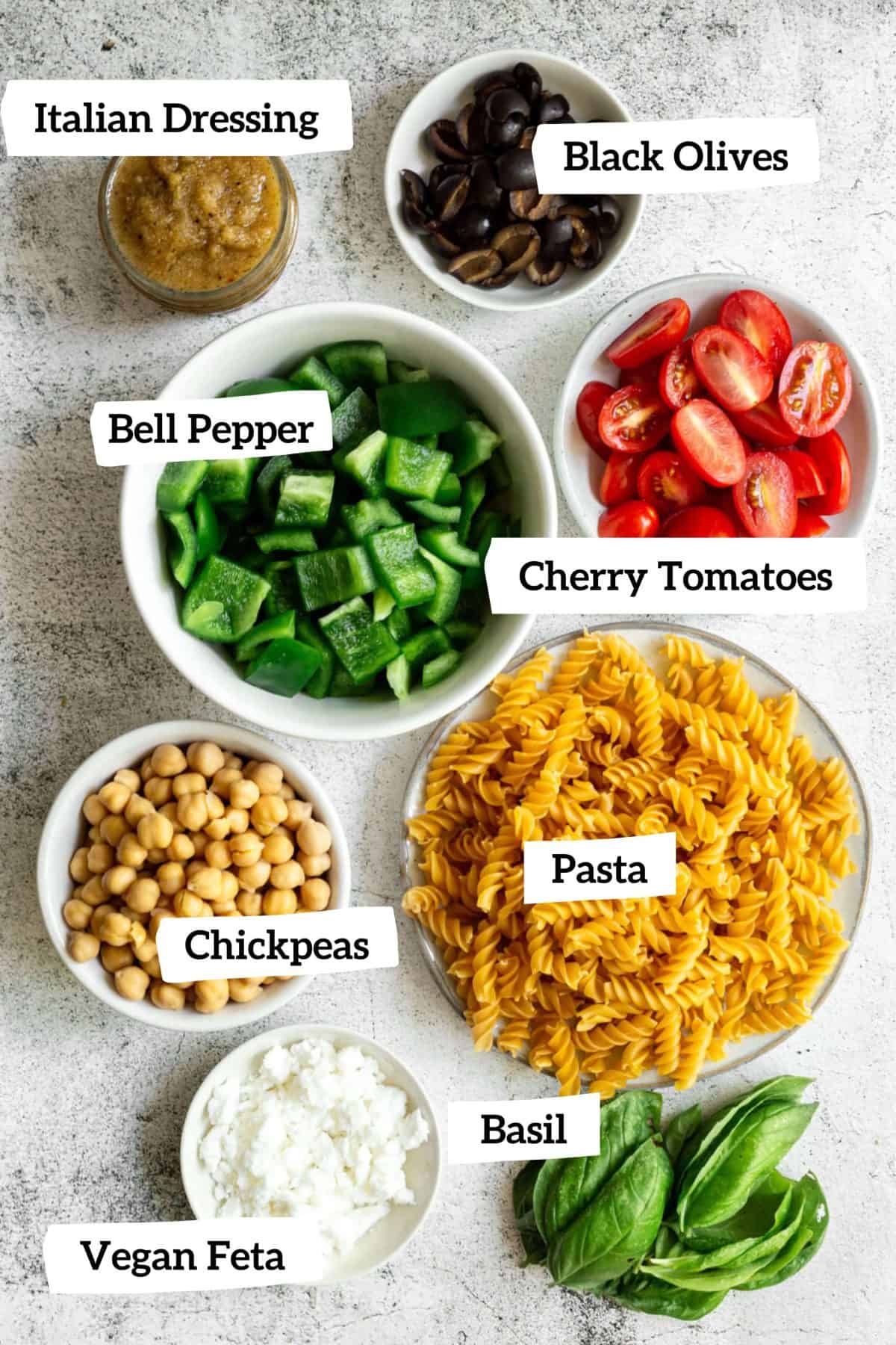 Vegan Pasta Salad Ingredients