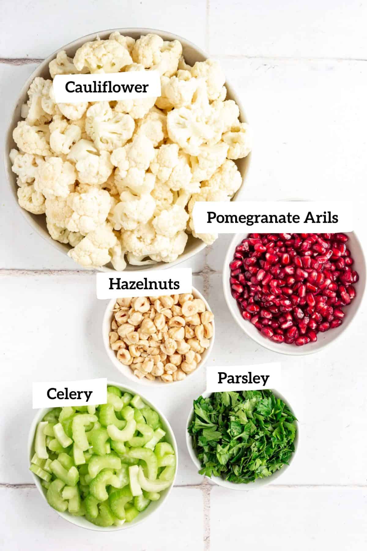 Vegan Roasted Cauliflower and Hazelnut Salad Ingredients