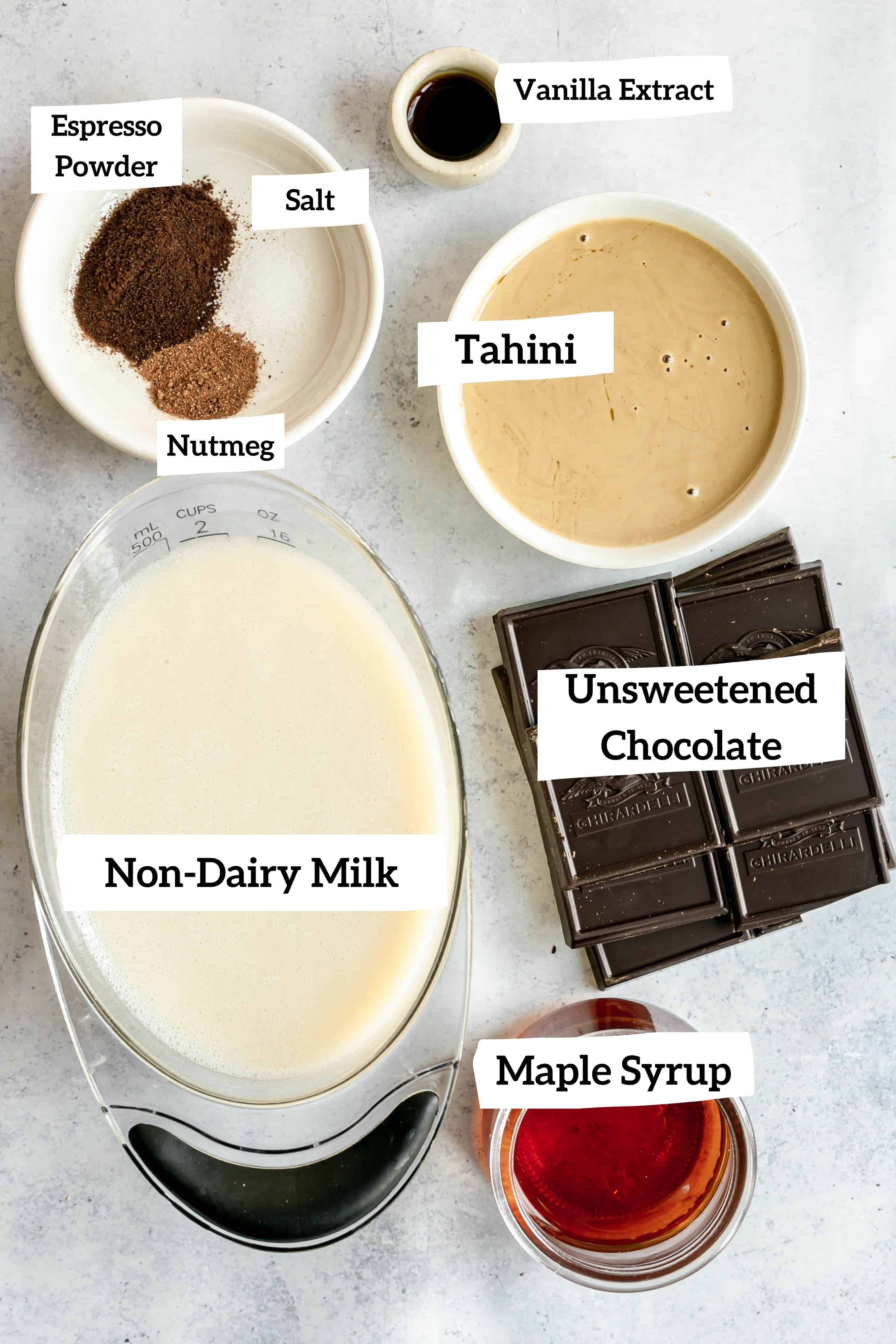Vegan Tahini Hot Chocolate Ingredients