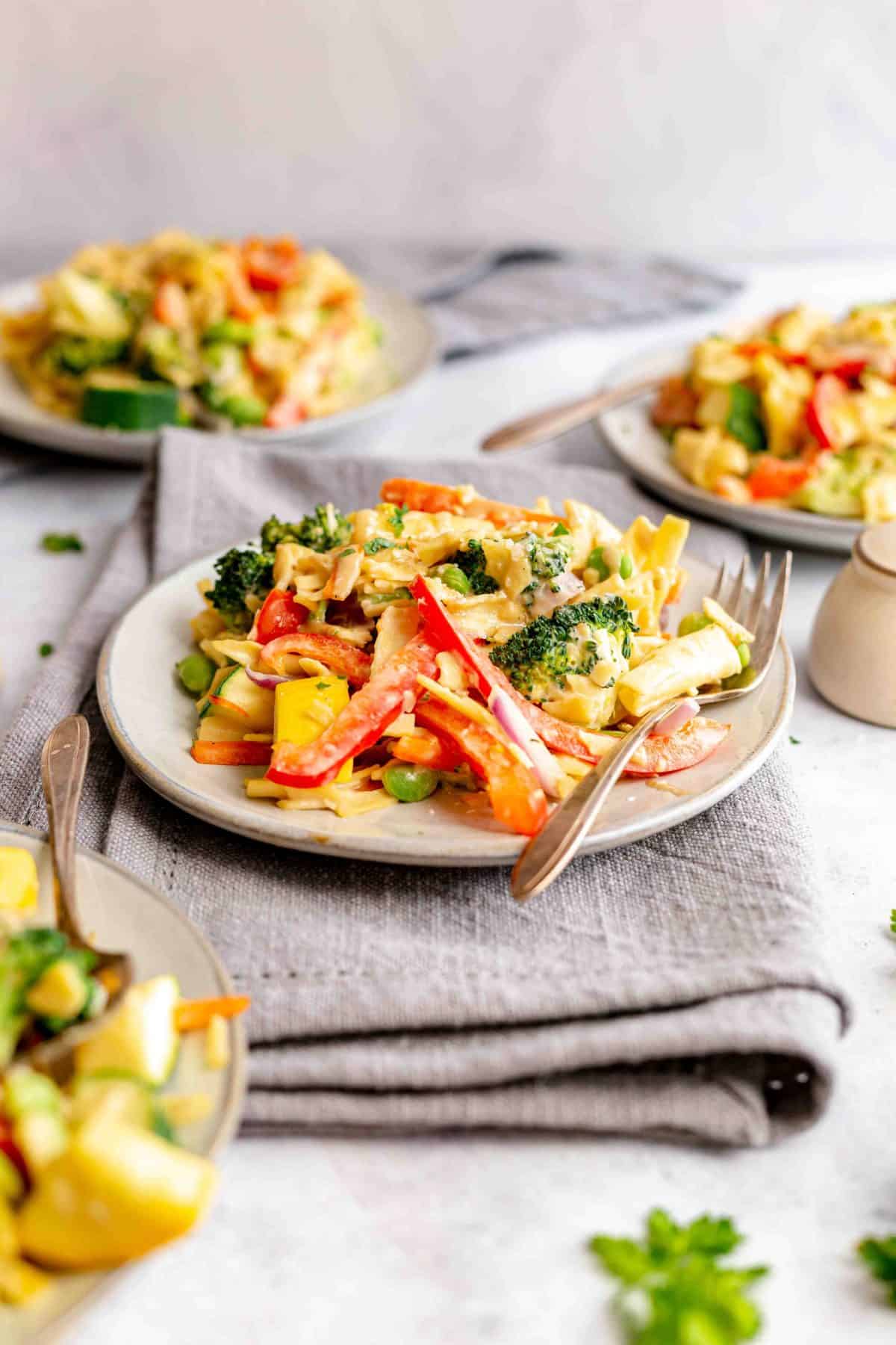 Vegan Tahini Lemon Pasta Primavera