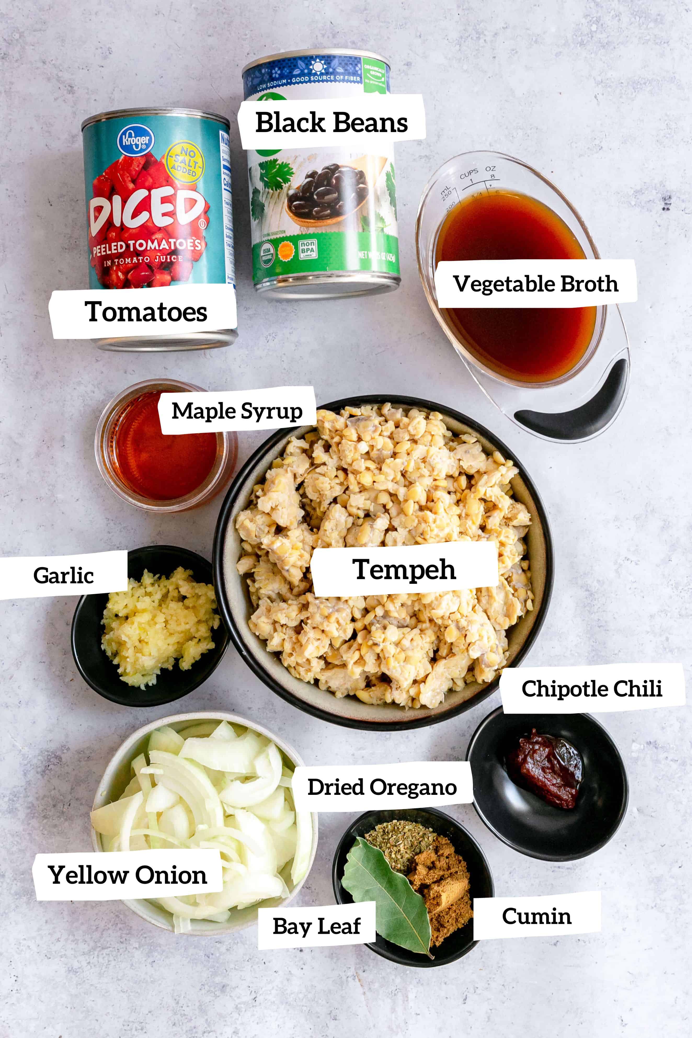 Vegan Tempeh Tinga Tacos Ingredients