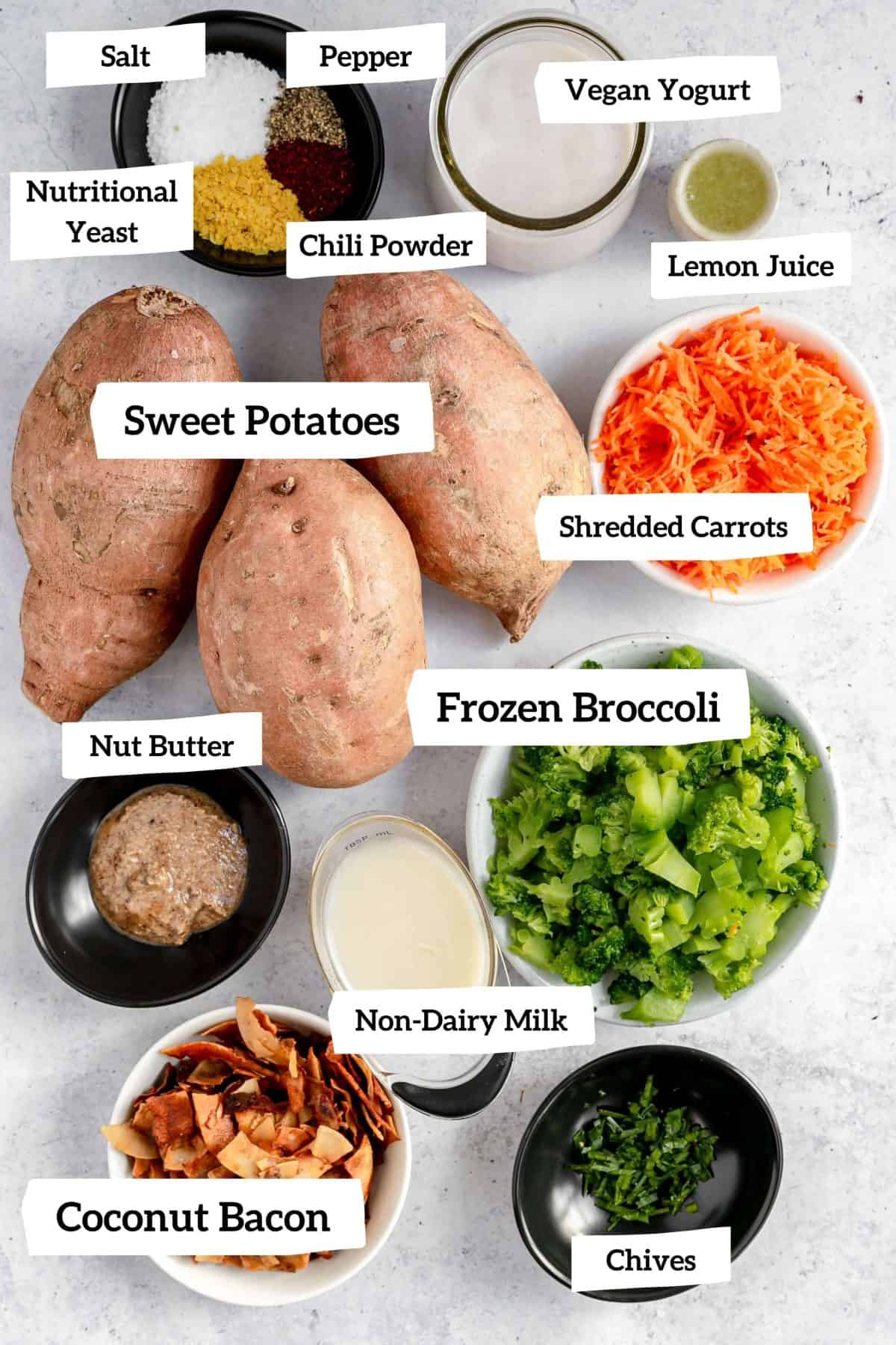 Vegan Twice Baked Sweet Potatoes Ingredients