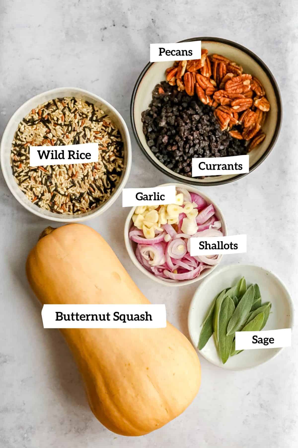 Wild Rice Stuffed Butternut Squash Ingredients