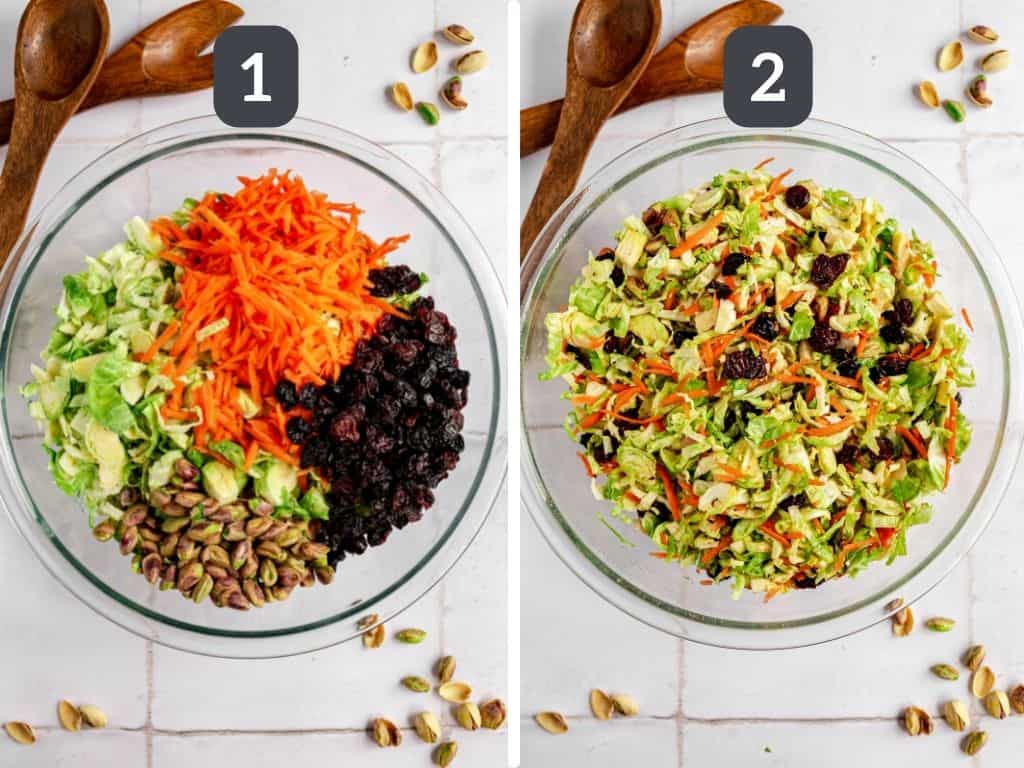 easy Plant-Based Brussels Sprouts Slaw Steps 1 & 2