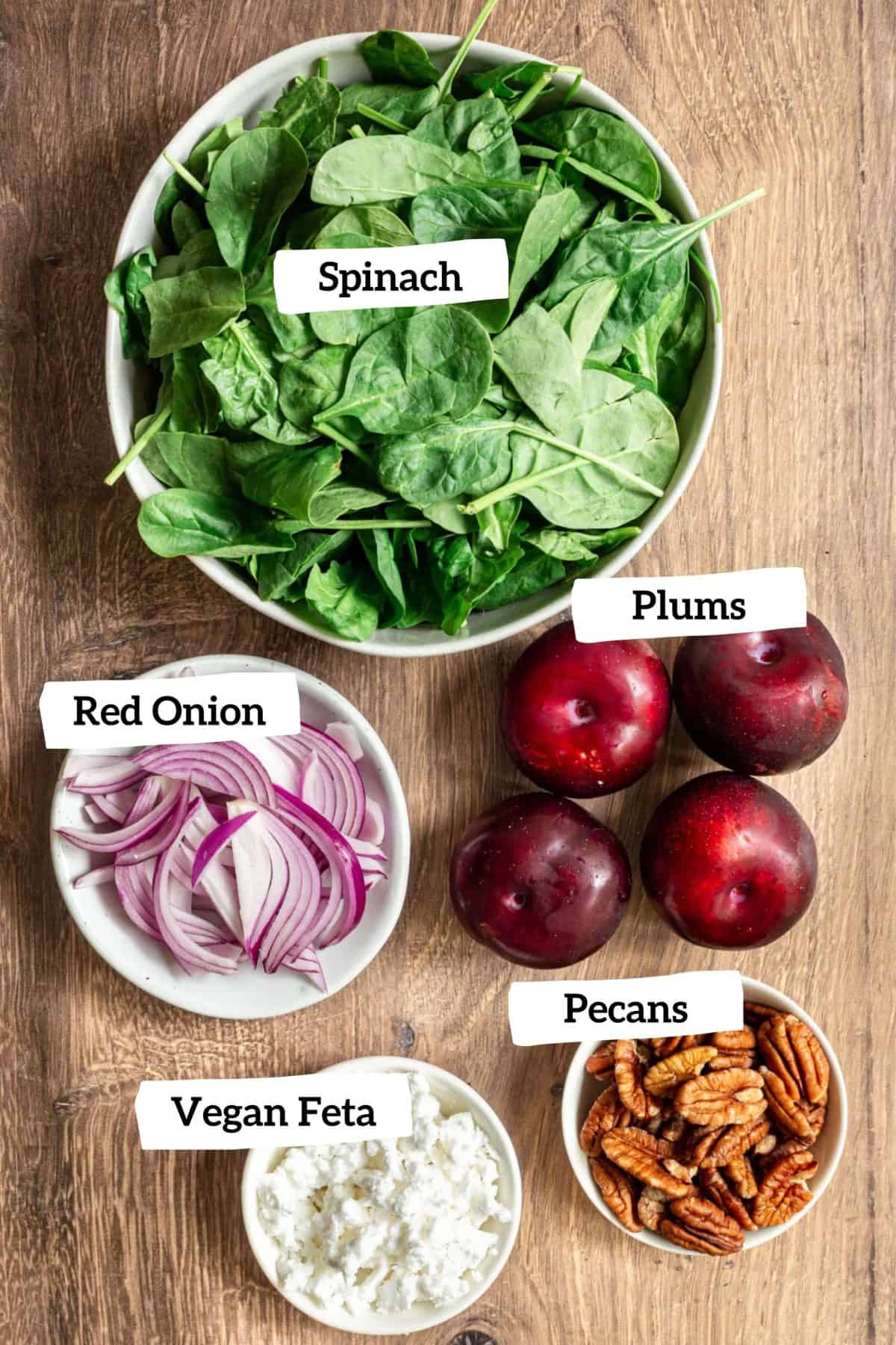 Grilled Plum Spinach Salad Ingredients