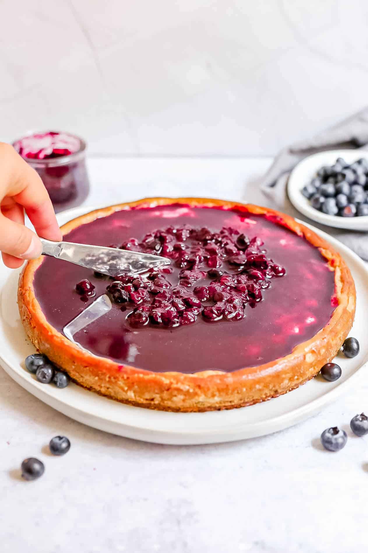 Plant-Based Baked Blueberry Cheesecake