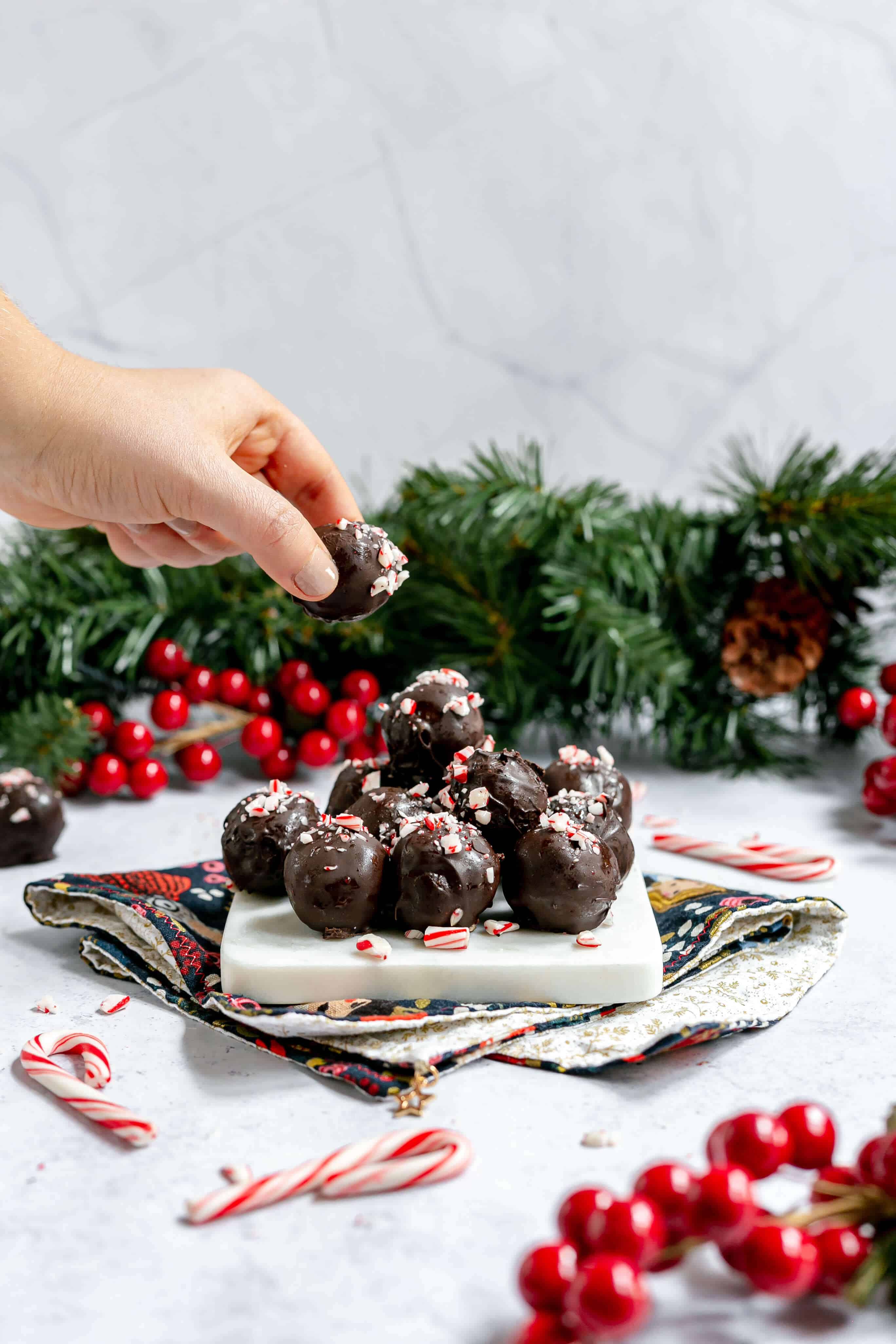 Plant-Based Peppermint Chocolate Truffles