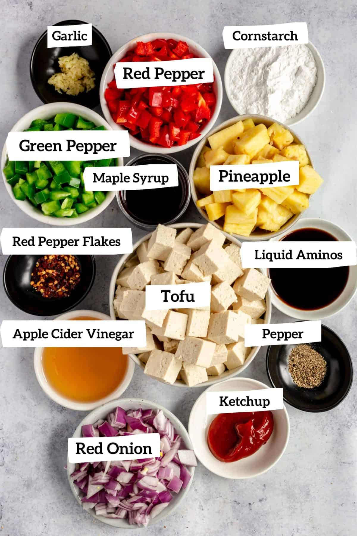 Sweet and Sour Tofu with Pineapple Ingredients