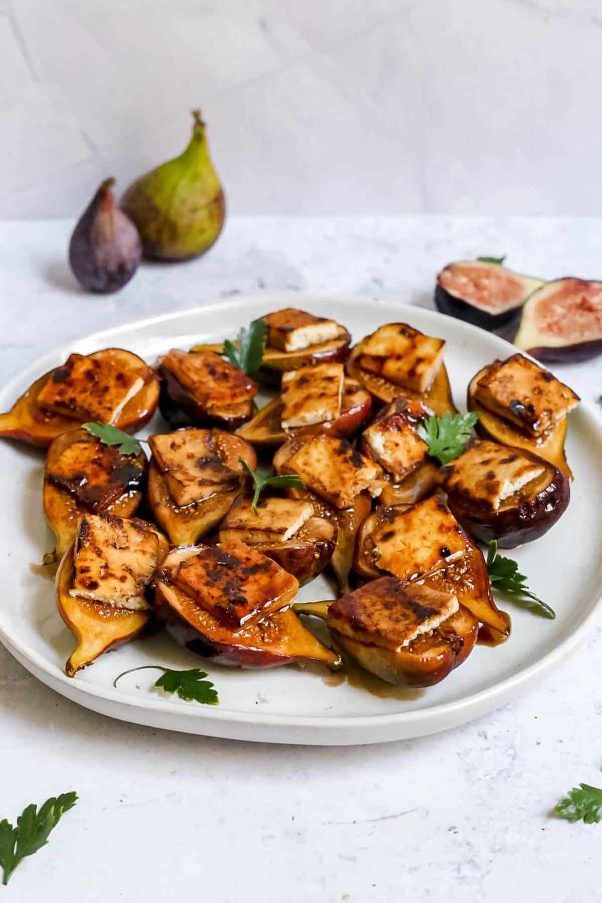 Tofu Bacon Topped Figs