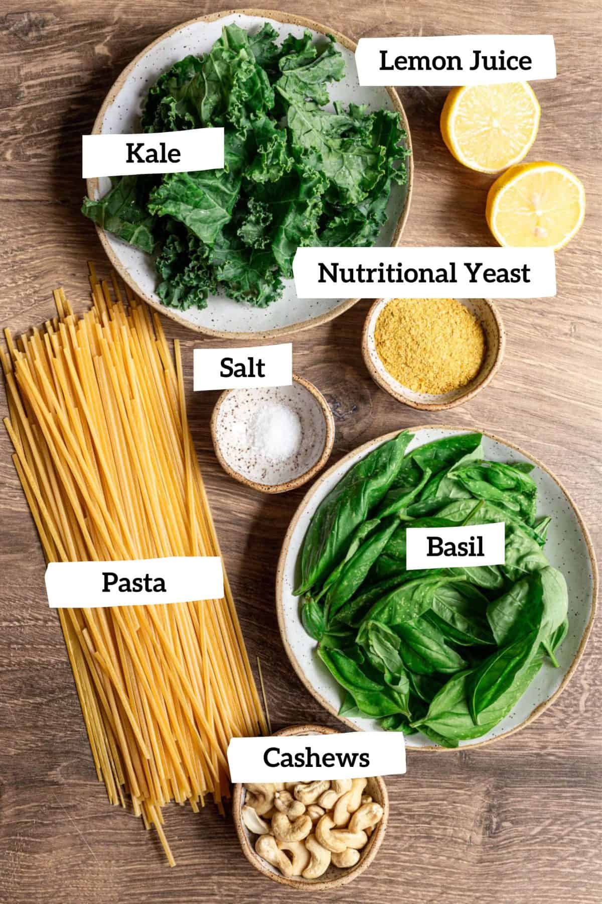 Vegan Kale Cashew and Basil Pesto Ingredients