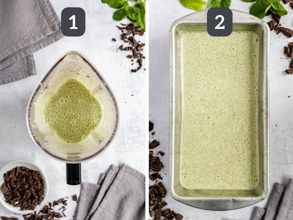 No Churn Vegan Mint Chocolate Chip Ice Cream Steps 1 & 2