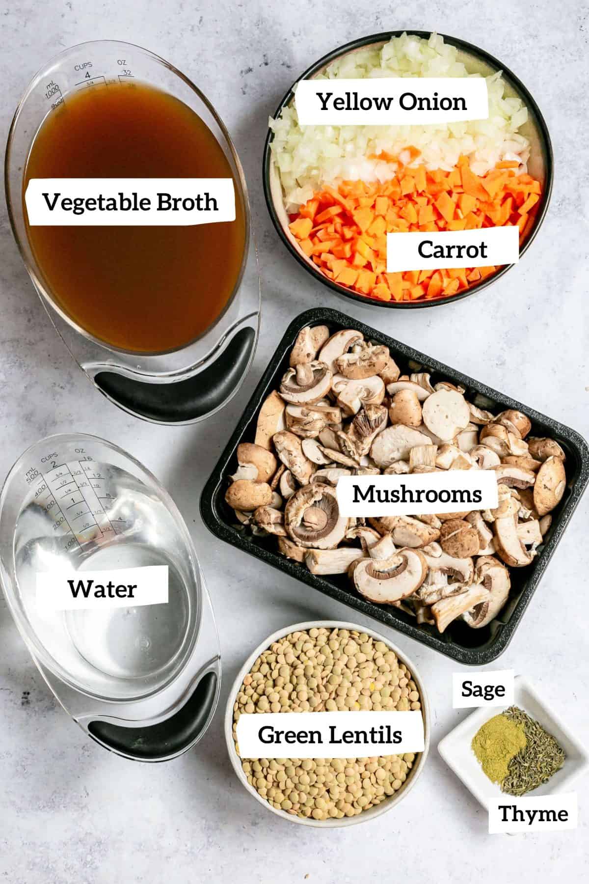Vegan Mushroom Lentil Stew Ingredients