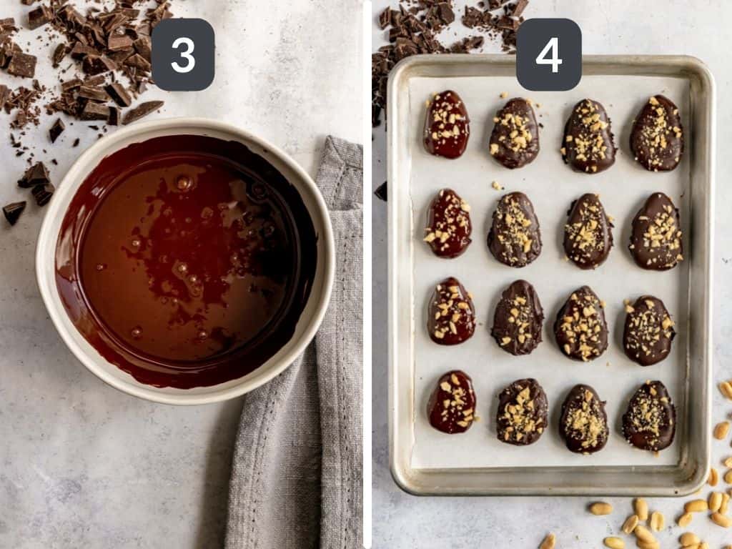 vegan Copycat Reece's Peanut Butter Easter Eggs Steps 3 & 4