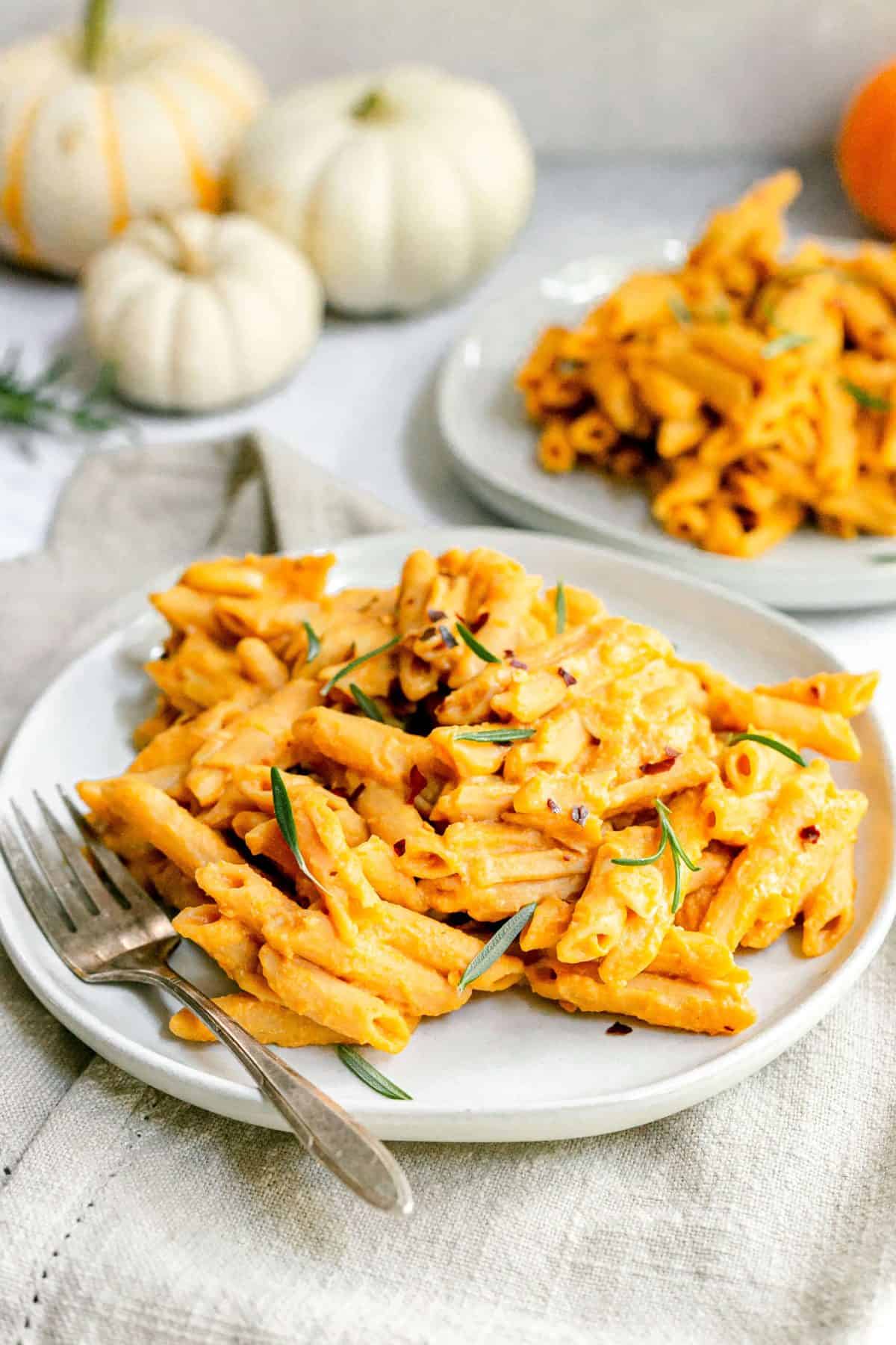 Penne with Creamy Vegan Pumpkin Sauce