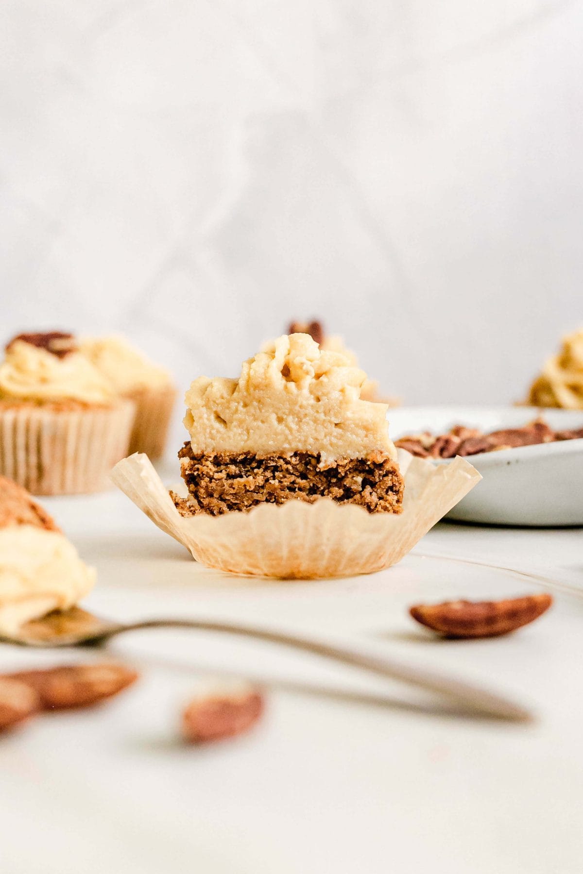 Plant-Based Maple Pecan Cupcakes with Oil-Free Maple Frosting