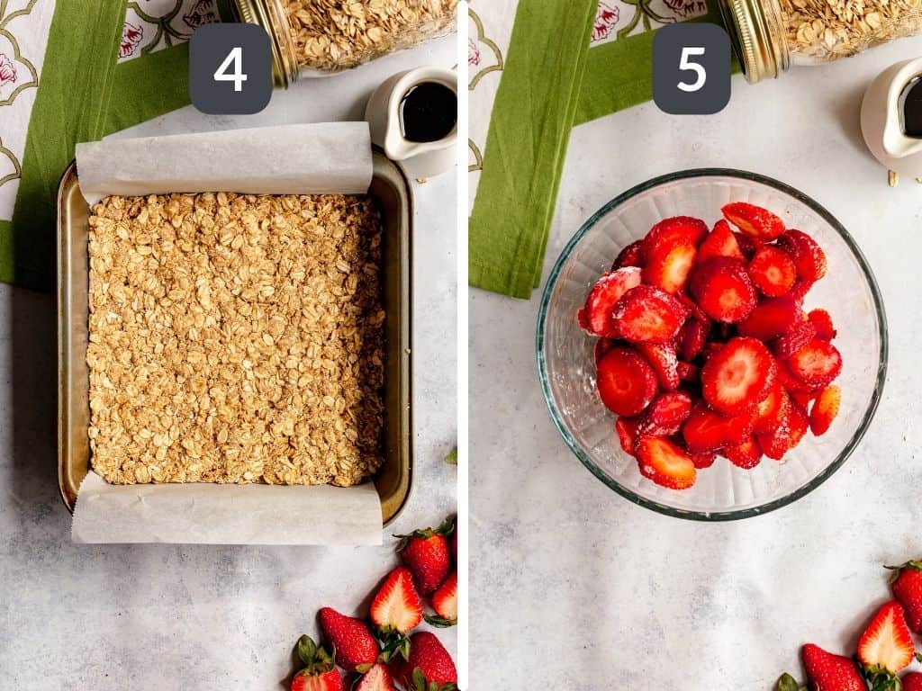 Plant-Based Strawberry Crumble Bars  steps 4 & 5