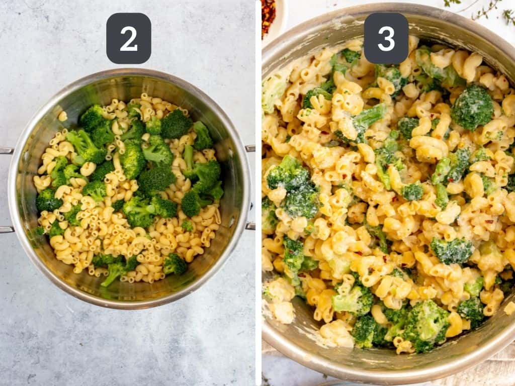 Vegan Broccoli Mac and Cheese Steps 2 & 3