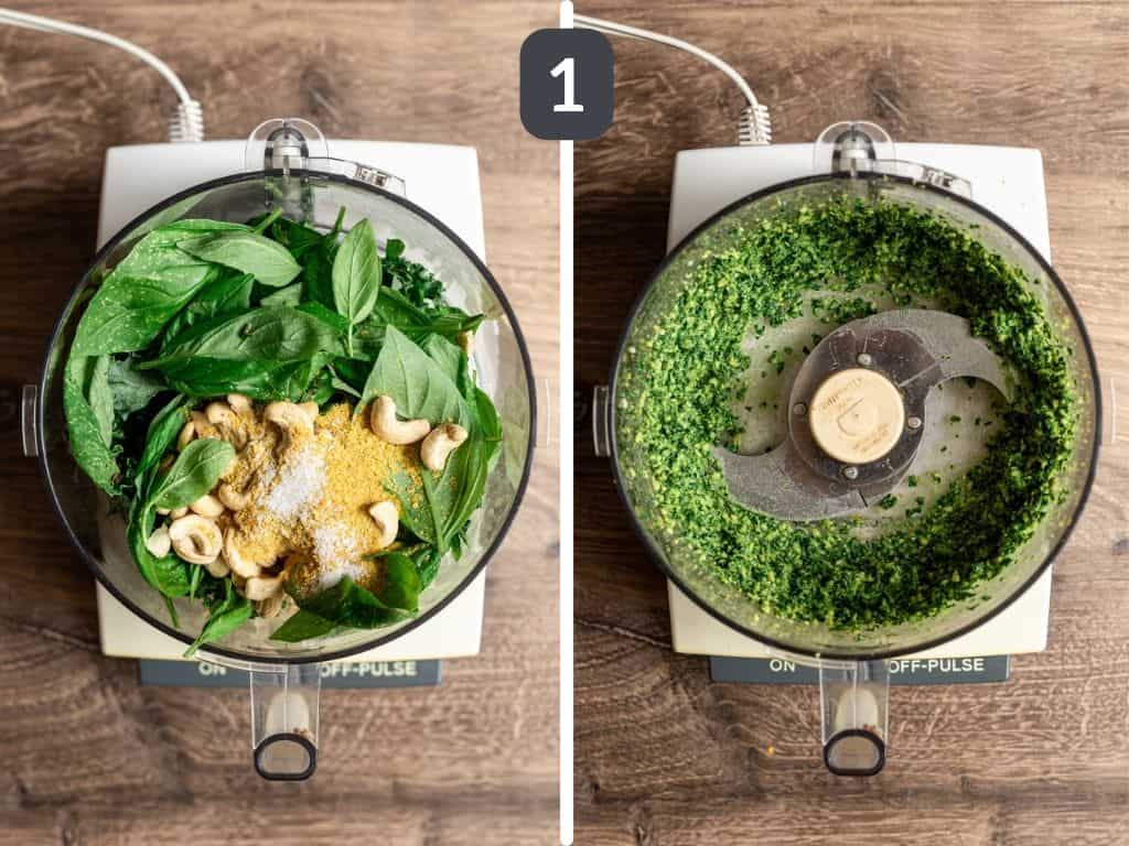 Vegan Kale Cashew and Basil Pesto Steps