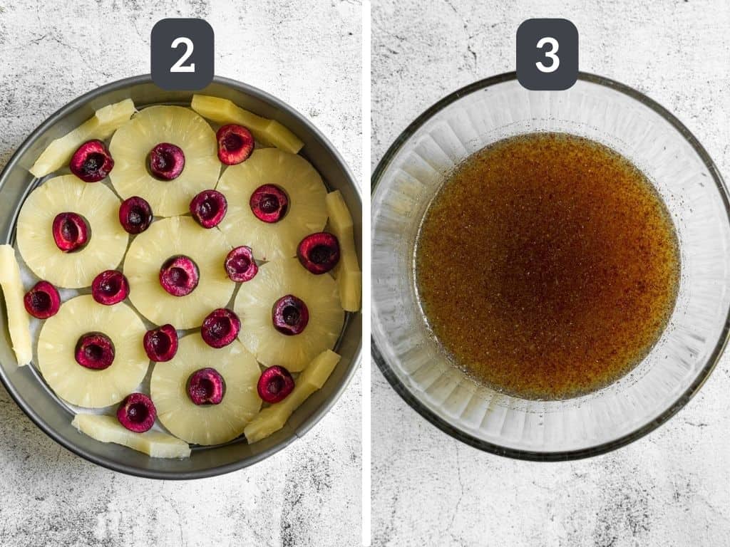 Vegan Pineapple Upside Down Cake Steps 2 & 3